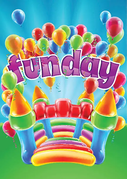 Vector illustration of Bouncy Castle Funday Design