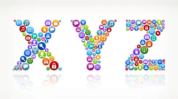 Vector illustration of XYZ Technology Internet and Web Media Icon Pattern