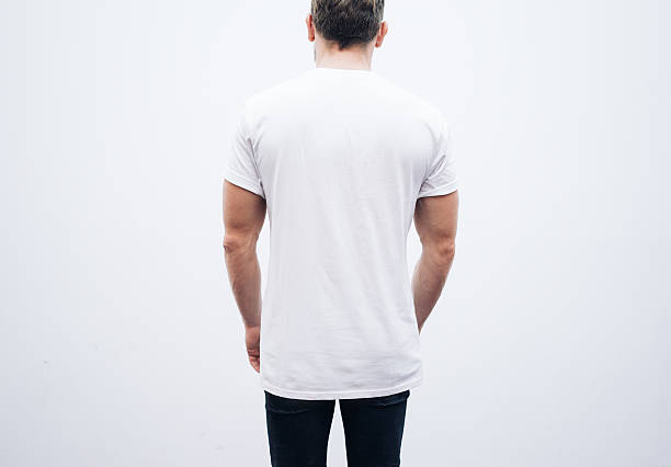 istock Man wearing blank tshirt and blue jeans on the white 493149062
