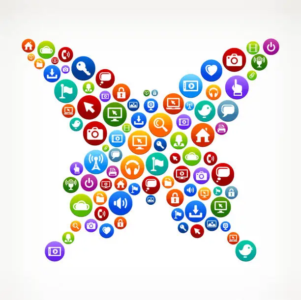 Vector illustration of Butterfly Technology Internet and Web Media Icon Pattern
