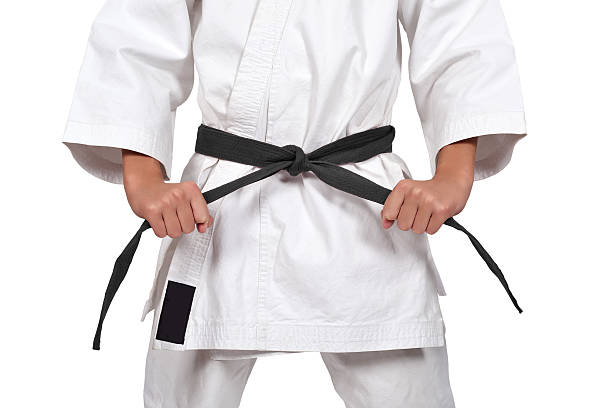 少年、ブラックのベルト - karate judo belt aikido ストックフォトと画像