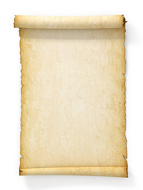 Scroll of old yellowed paper on white background. Scroll of old yellowed paper on white background. papyrus paper photos stock pictures, royalty-free photos & images