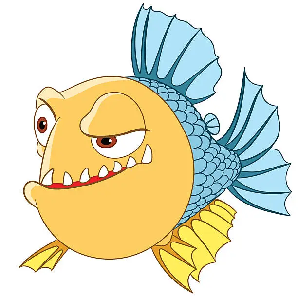 Vector illustration of uncertain piranha