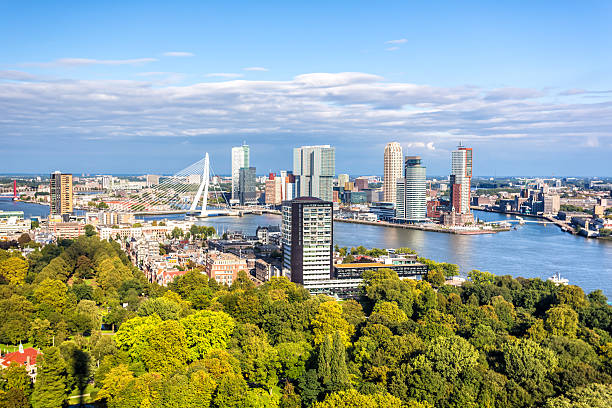 skyline von rotterdam - rotterdam stock-fotos und bilder