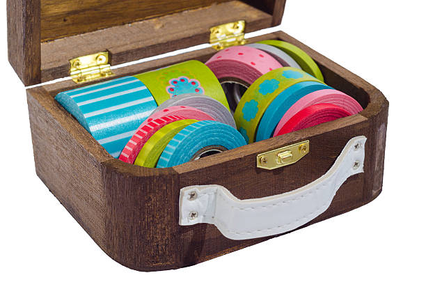 istock Retro box with decoration tape on isolated background 493152922