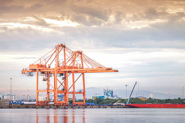 istock Containers loading by crane , Trade Port , Shipping 493153018
