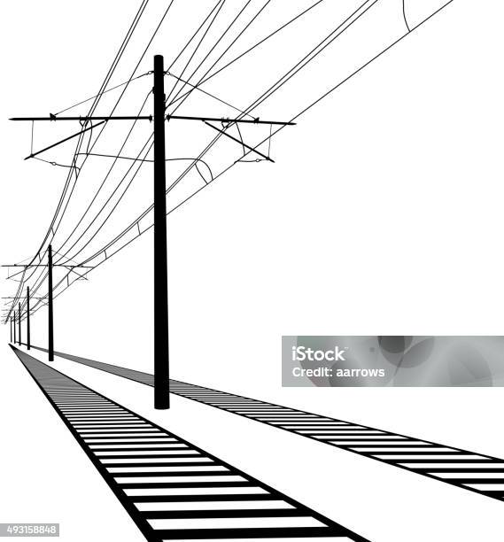 Railroad Overhead Lines Contact Wire Vector Illustration Stock Illustration - Download Image Now