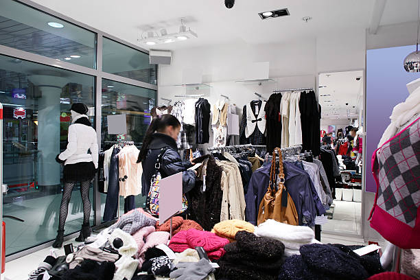 istock brand new interior of cloth store 493170771