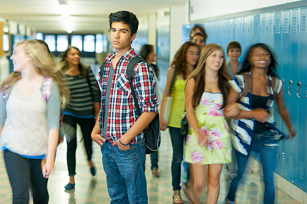 high school - brown boy foto e immagini stock