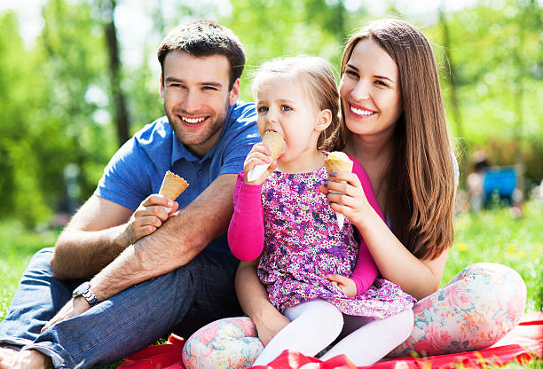 istock Happy family eating ice cream 493172507