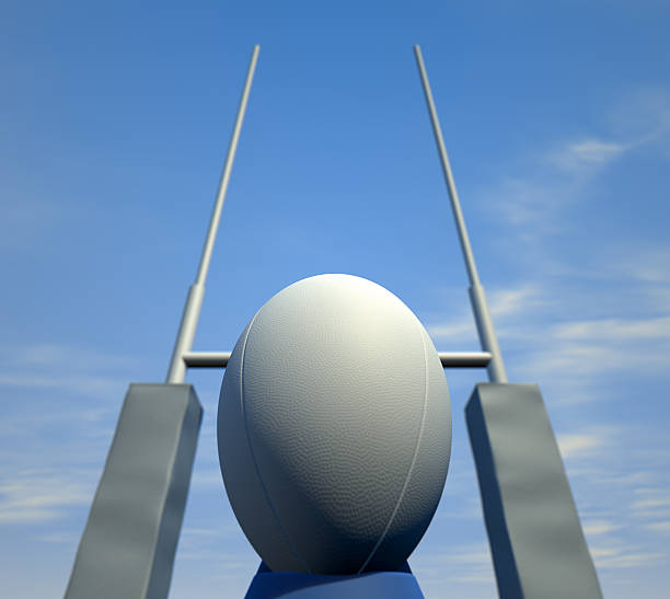 istock Rugby Ball Closeup Infront Of Posts 493173163