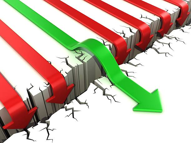 istock red arrow passing obstacle - risk and success 3d concept 493173233