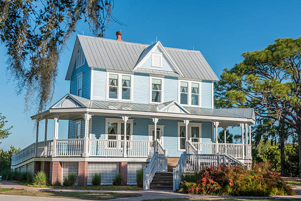 Historic Home with Metal Roof stock photo