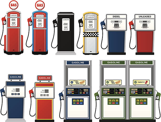 gas pump audio-kollektion - kraftstoffpumpe stock-grafiken, -clipart, -cartoons und -symbole