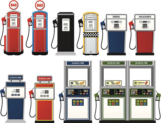 gazu pompy pobrania - fuel pump gasoline natural gas gas station stock illustrations