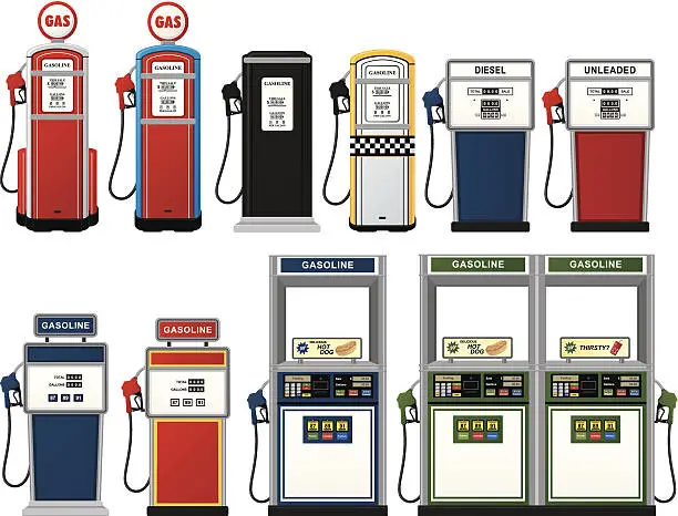 Vector illustration of Gas Pump Collection