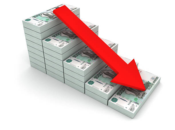 istock Decreasing value of Russian Ruble. 493174573