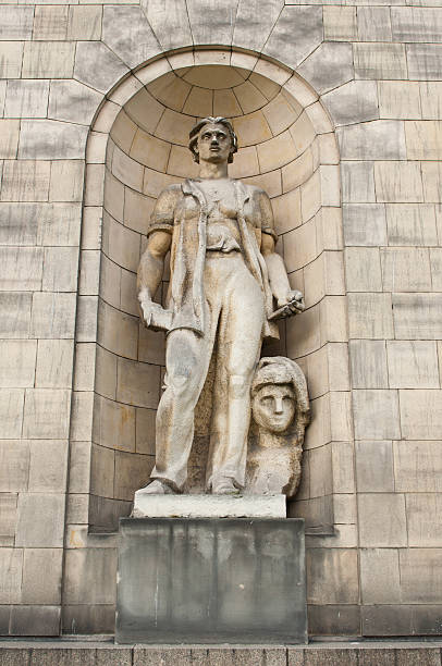 Monuments on Palace the culture an Sciense Sculpture from the Palace of the culture and Science in Warsaw friedrich engels stock pictures, royalty-free photos & images