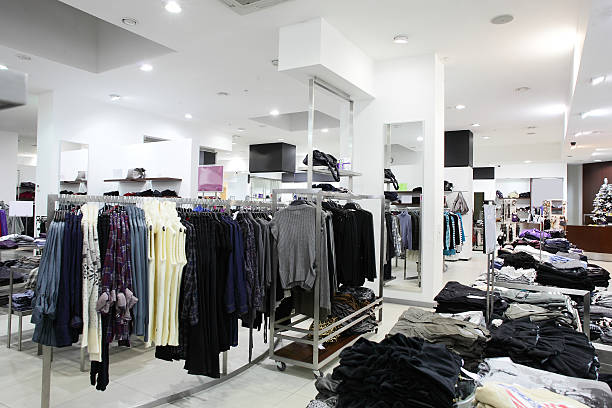 istock brand new interior of cloth store 493176003