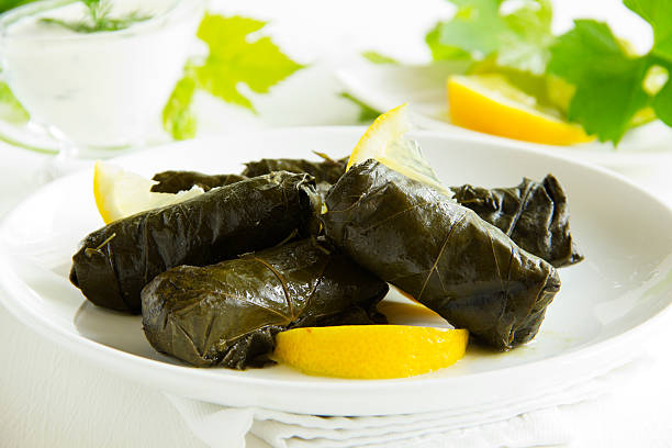 istock dolma, stuffed grape leaves, turkish and greek cuisine 493176663