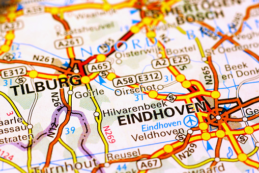 Area of Eindhoven (Netherlands) on a map