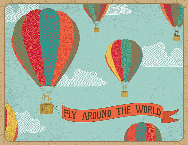 Fly arround the world vector art illustration
