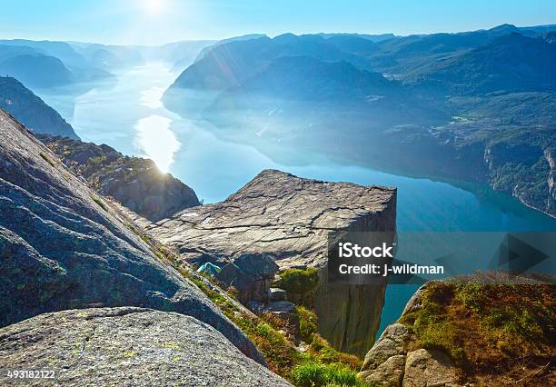Preikestolen Massive Cliff Top Stock Photo - Download Image Now - Preikestolen - Norway, Mountain, Lysefjorden