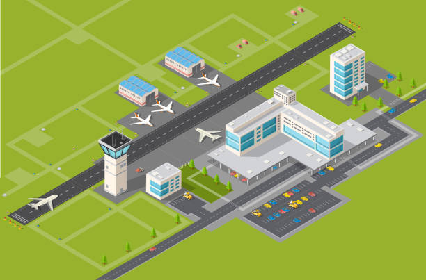 Airport terminal Airport terminal for arrival and departure of aircraft and passengers traveling airport stock illustrations