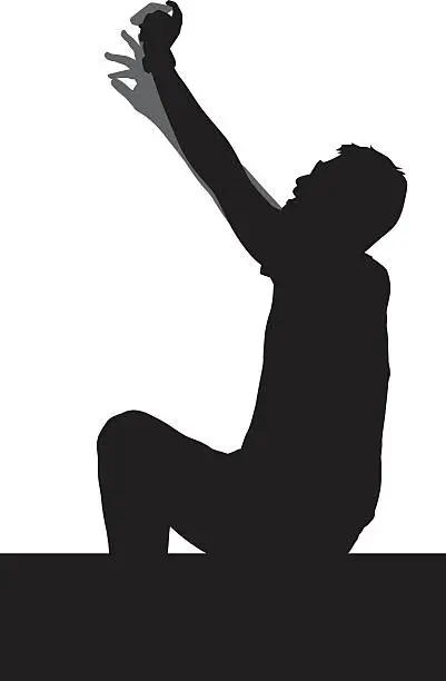 Vector illustration of Man Taking Selfie Silhouette