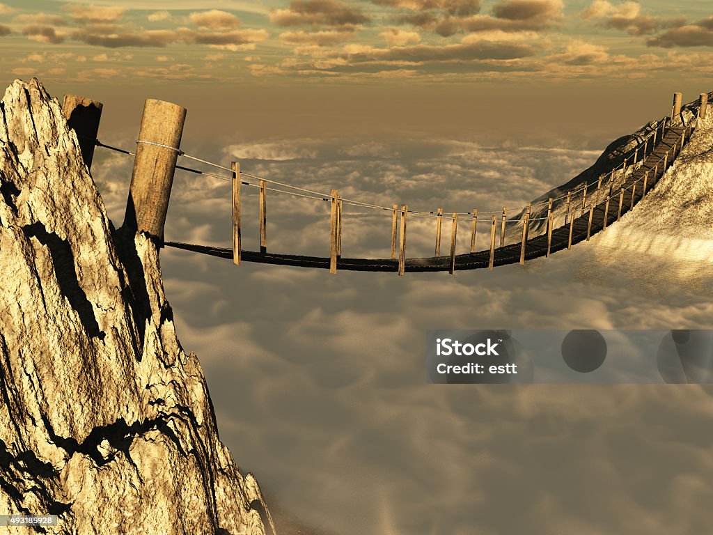 Wooden suspension bridge Bridge - Built Structure Stock Photo