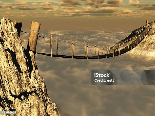 Wooden Suspension Bridge Stock Photo - Download Image Now - Bridge - Built Structure, Suspension Bridge, Danger