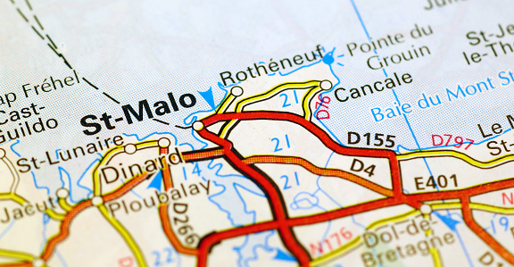 Area of Saint Malo (France) on a map