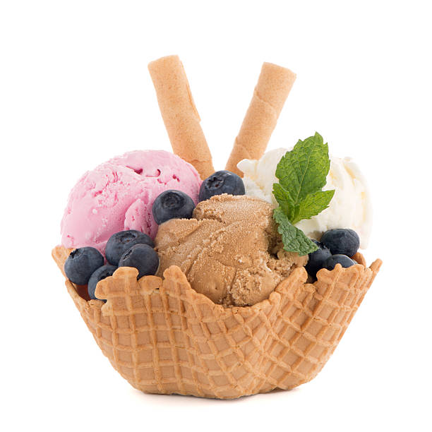 istock Ice cream scoops in wafer bowl 493189962