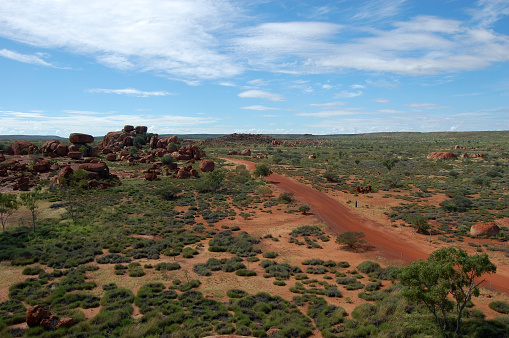 Devil Marbles, Outback Australia red rocks in bush