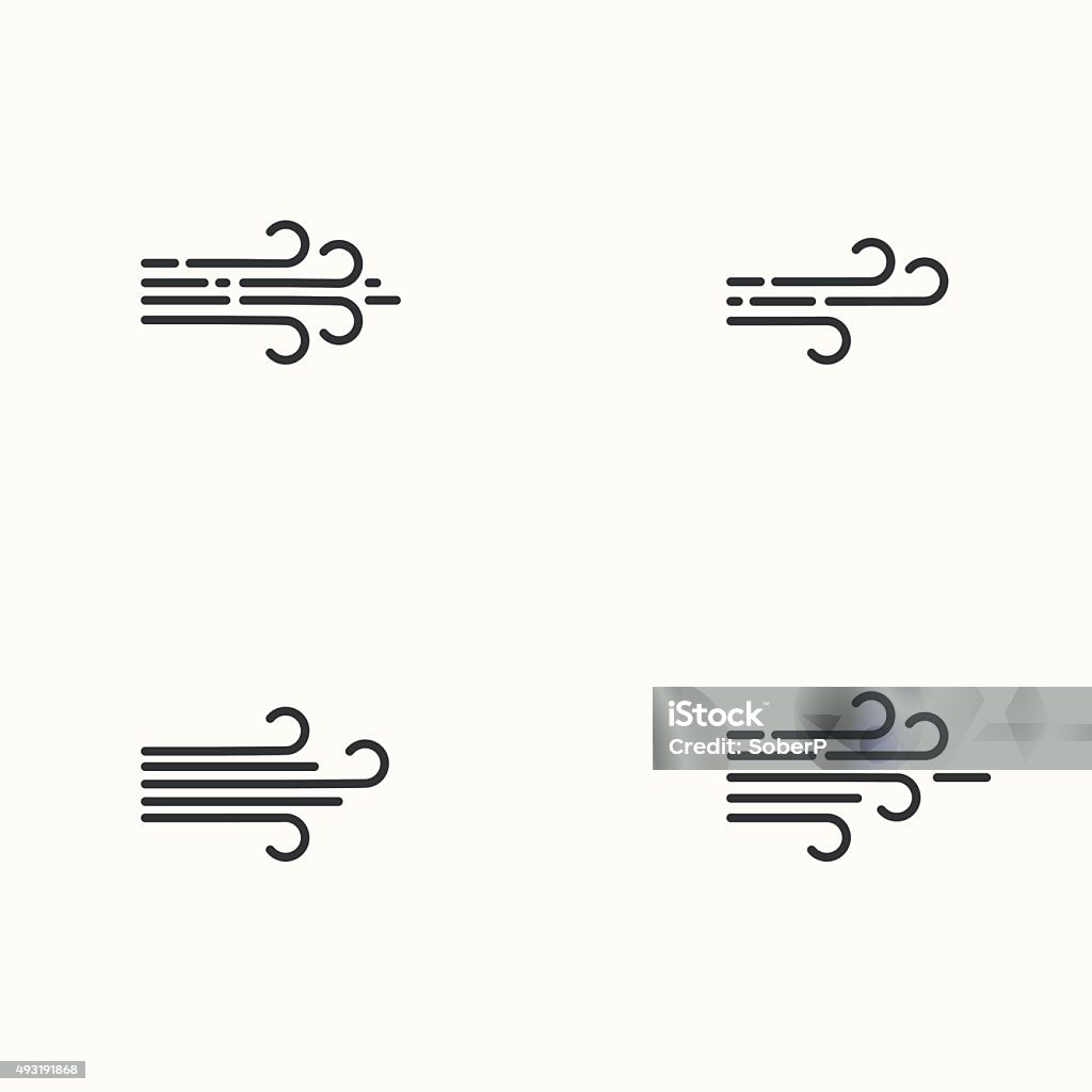 Vector plano modernos iconos de diseño de viento - arte vectorial de Viento libre de derechos