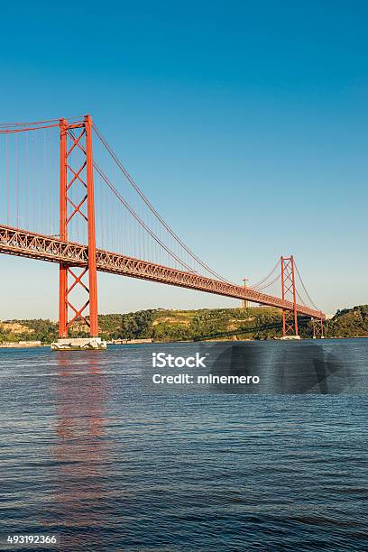 Ponte 25 De Abril Bridge In Lisbon Stock Photo - Download Image Now - 2015, April 25th Bridge, Architectural Column