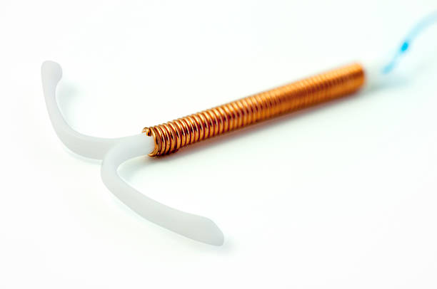 Intrauterine device IUD Birth Control: Small, "T-shaped" device inserted into the uterus to prevent pregnancy. iud stock pictures, royalty-free photos & images