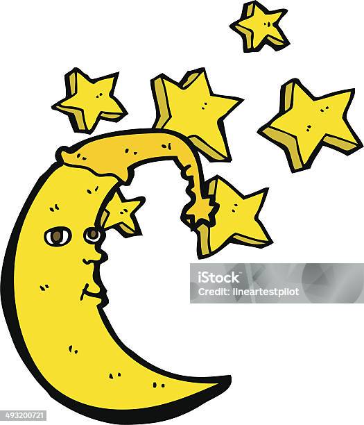 Sleepy Moon Comic Stock Vektor Art und mehr Bilder von Bizarr - Bizarr, ClipArt, Der Mann im Mond