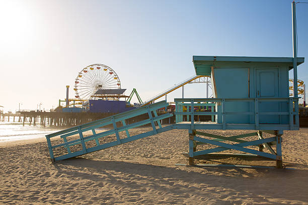 istock Santa Monica beach lifeguard tower in California 493202149