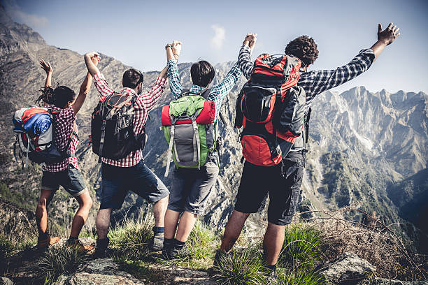 istock Group of friend with arm raised 493205975