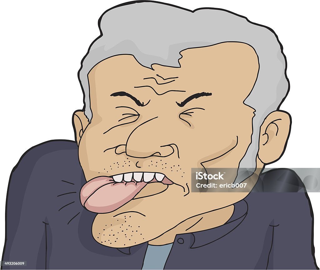 Hombre mordedura de lengua - arte vectorial de Dibujo libre de derechos