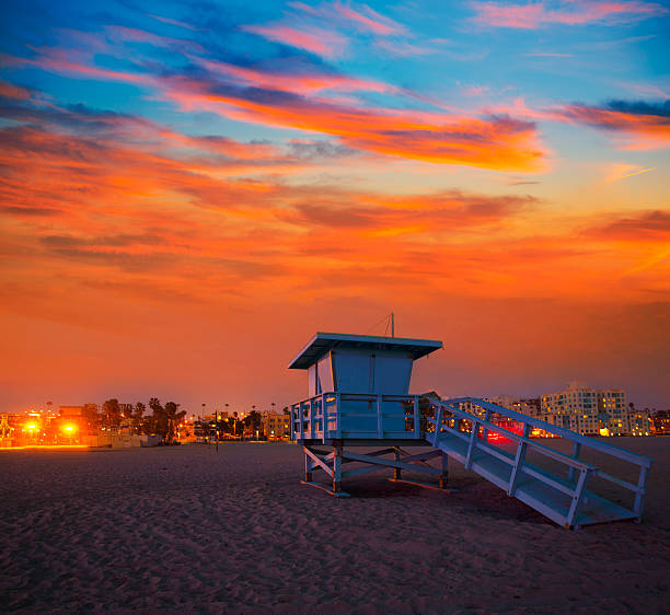 istock Santa Monica California sunset lifeguard tower 493207617