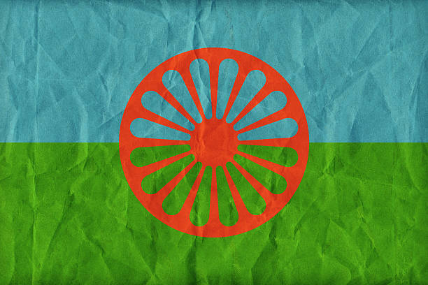 istock Romani people flag pattern on paper texture,retro vintage style 493209512