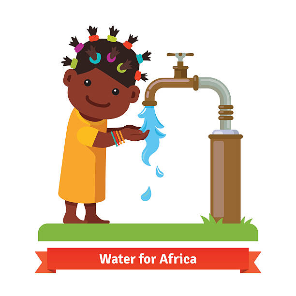 ilustraciones, imágenes clip art, dibujos animados e iconos de stock de girl lavarse las manos. símbolo de la falta de agua - baby child poverty water