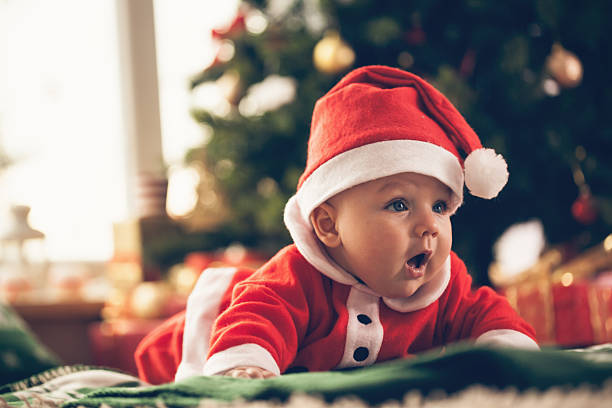 istock Baby in Christmas costume 493210704