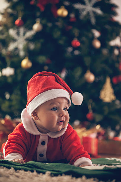 istock Baby in Christmas costume 493210814