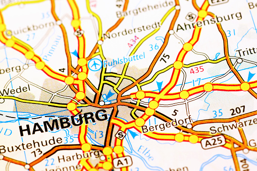 Hamburg area in a map