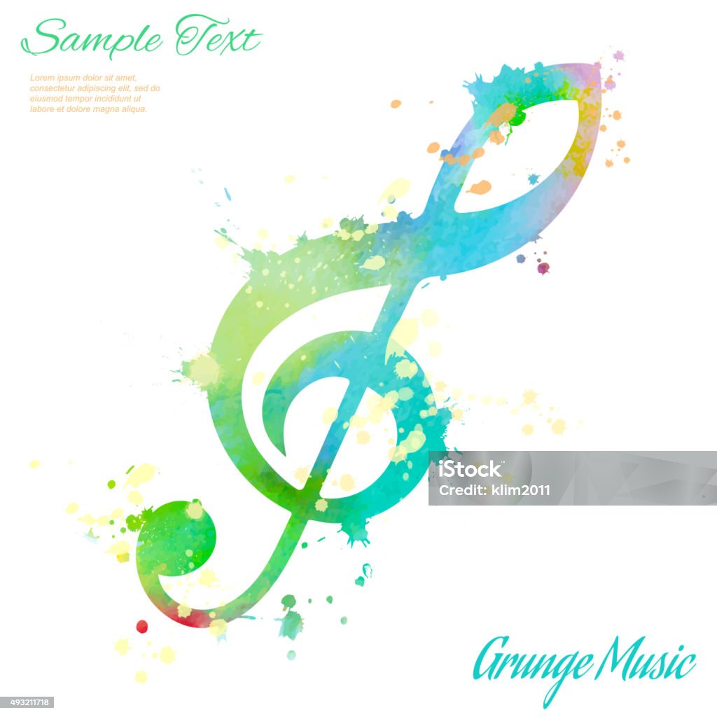 Treble clef, watercolor Treble clef, abstract composition with place for text, design elements, vector illustration Watercolor Paints stock vector