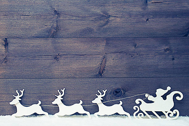 istock White Vintage Santa Claus Sled, Reindeer, Snow, Copy Space 493214106