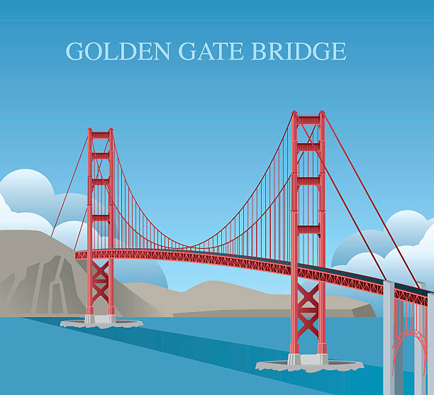 illustrazioni stock, clip art, cartoni animati e icone di tendenza di golden gate bridge - golden gate bridge illustrations